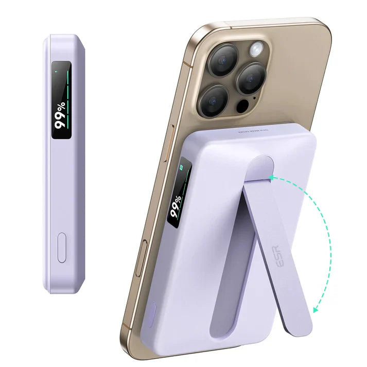 Qi2 5,000 mAh MagSlim Kickstand Power Bank - Black