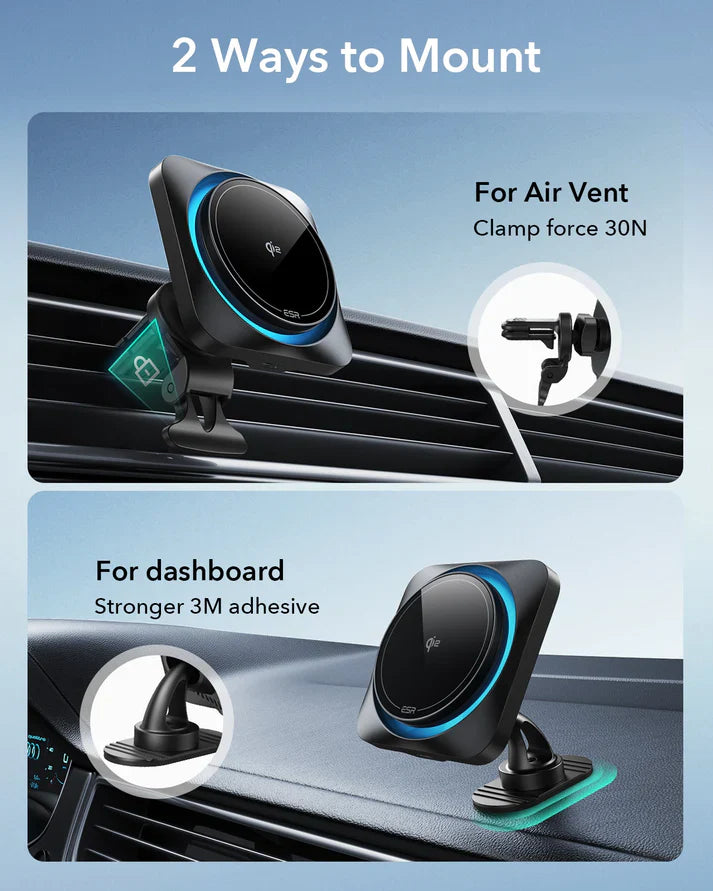 Wireless Car Charger with CryoBoost™ (HaloLock) - Wireless Charger with 36W Adapter
