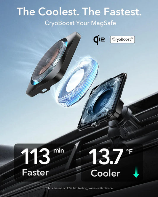 Qi2 Wireless Car Charger with CryoBoost (HaloLock) - Black