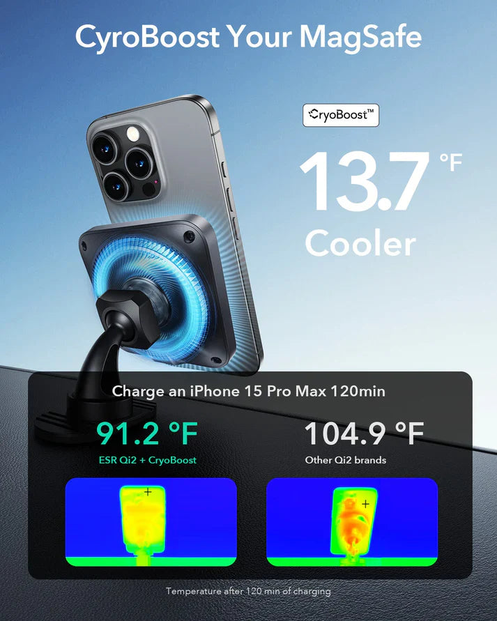 Qi2 Wireless Car Charger with CryoBoost (HaloLock) - Black
