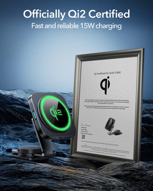 Qi2 Dashboard Wireless Charger (HaloLock) - Black