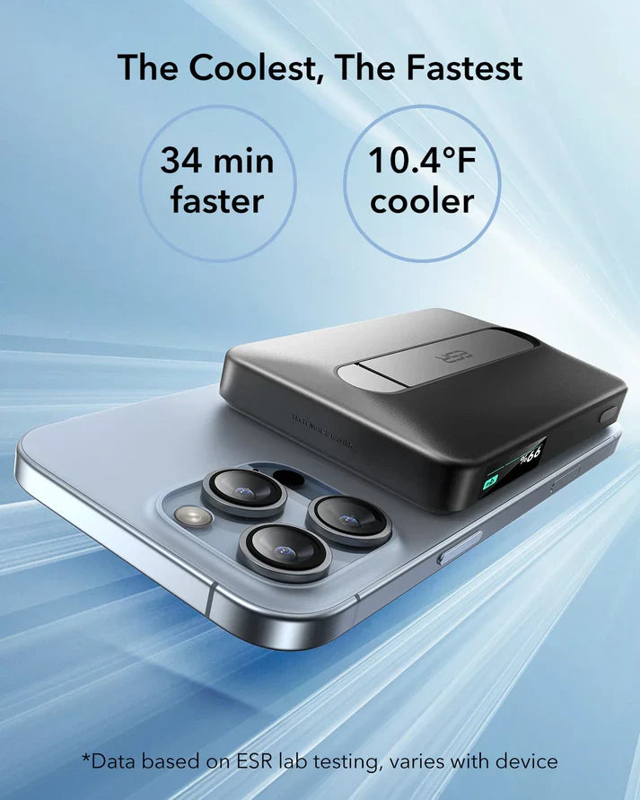 Qi2 5,000 mAh MagSlim Kickstand Power Bank - Black