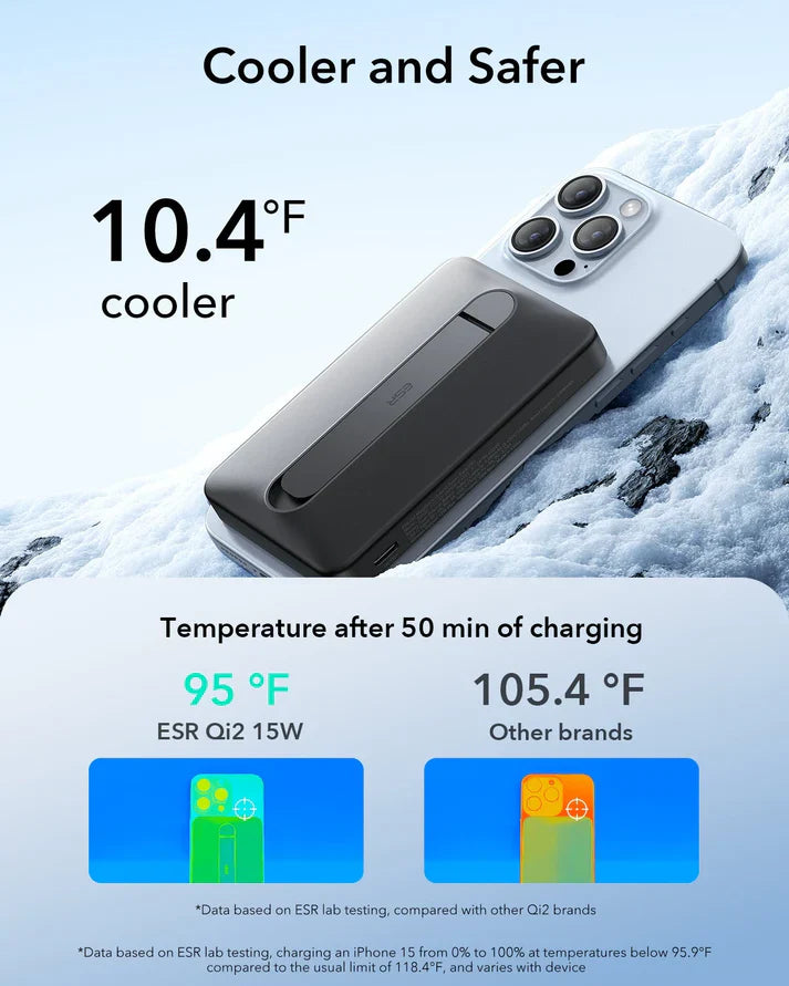 Qi2 5,000 mAh MagSlim Kickstand Power Bank - Black