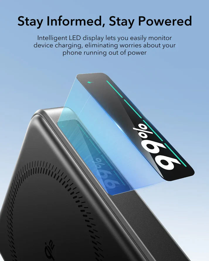 Qi2 5,000 mAh MagSlim Kickstand Power Bank - Black