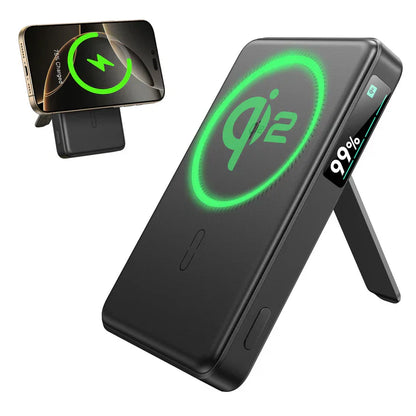 Qi2 5,000 mAh MagSlim Kickstand Power Bank - Black
