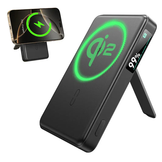 Qi2 5,000 mAh MagSlim Kickstand Power Bank - Black