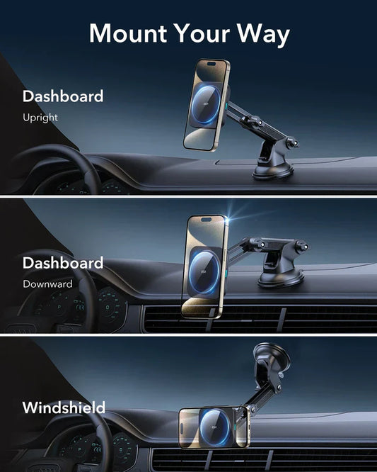 Qi2 Dashboard Wireless Car Charger (HaloLock) - Black